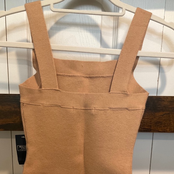 🆕ABERCROMBIE & FITCH SEXY BEIGE CAMEL SQUARE NECK SWEATER KNIT THONG BODYSUIT - Picture 5 of 6